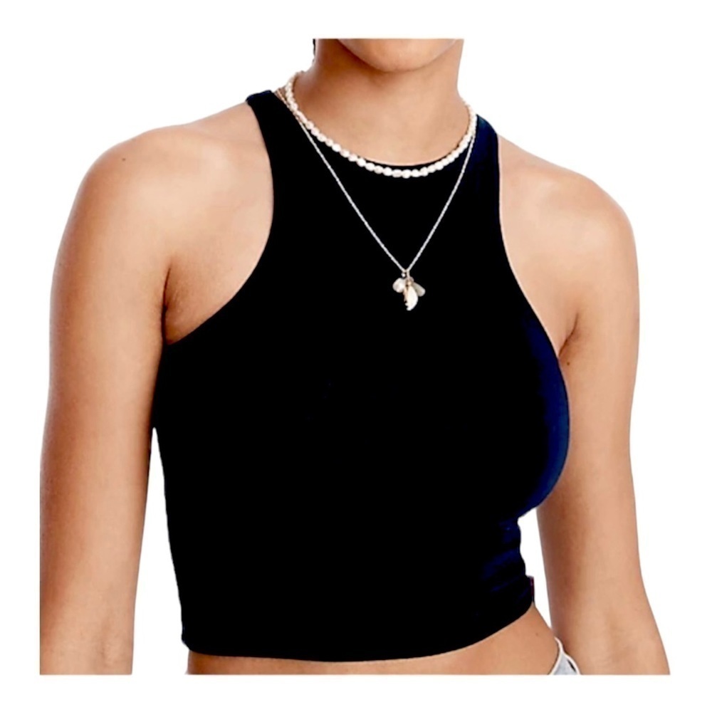 J Crew formknit high-neck cutaway tank Black NWT